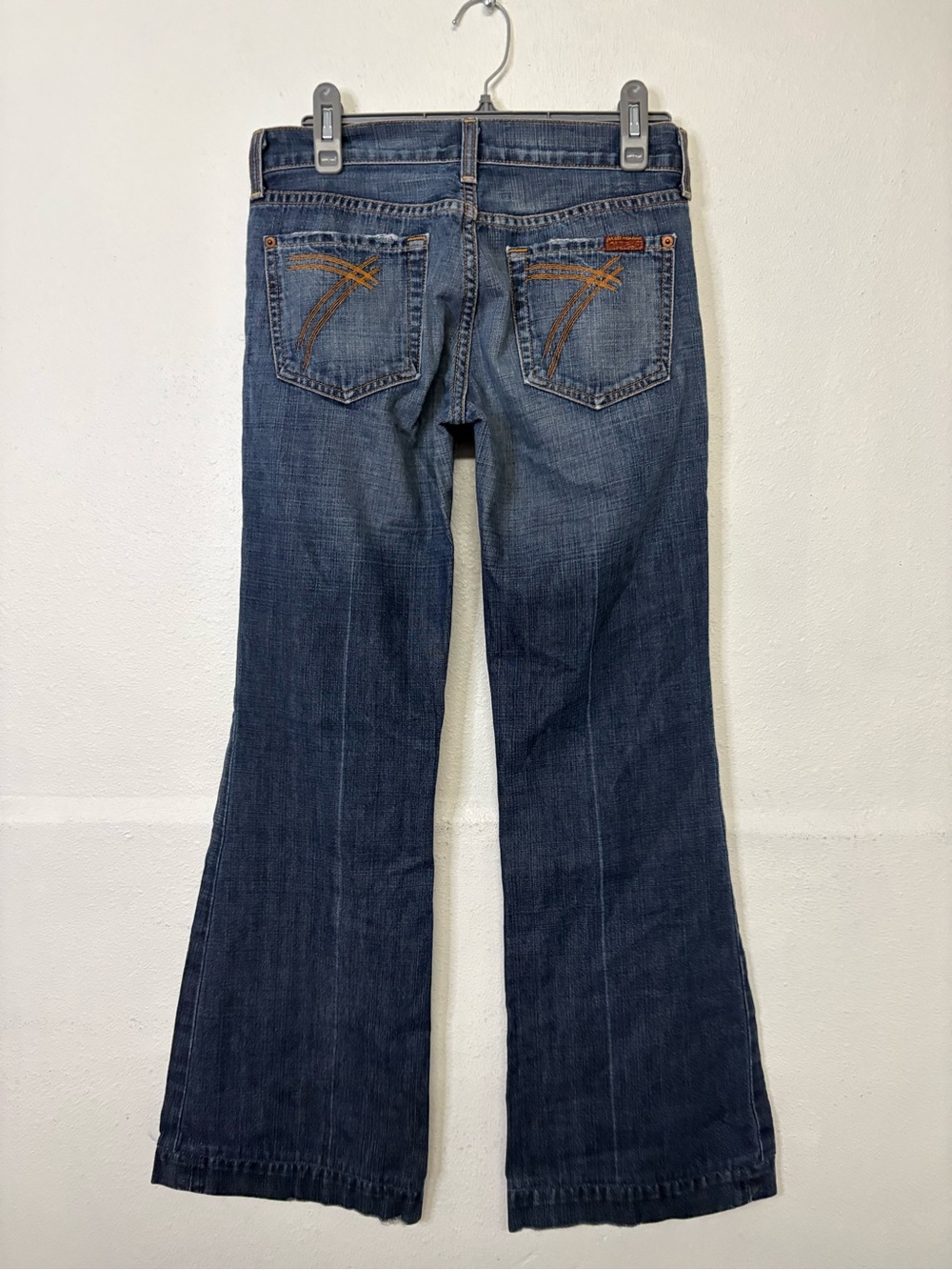 7 For All Mankind Women's Dark Blue Wide Leg Jeans - Picture 4 of 6